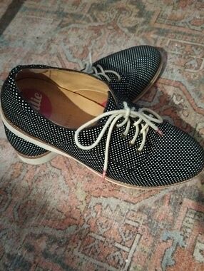 Rollie DERBIE Black/White Polka Dot Black Dream Leather Lace-Up Shoes - 38 /7.5